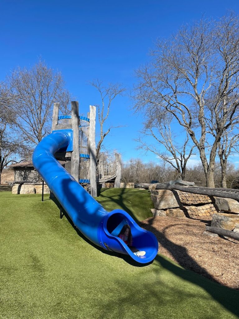 A big slide at the Nature Playground at Lake Olathe