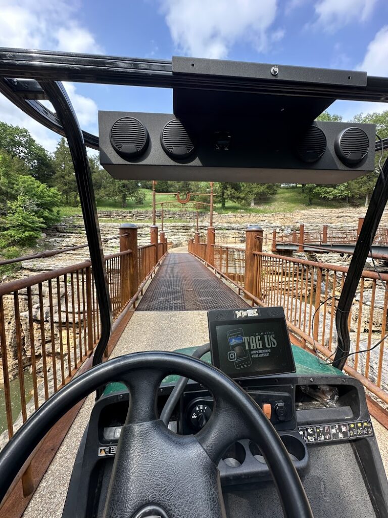 A golf cart in Lost Cave Canyon in Branson 