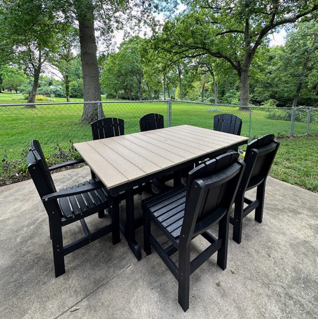 an outdoor polywood table from Backyard Specialists in Kansas City