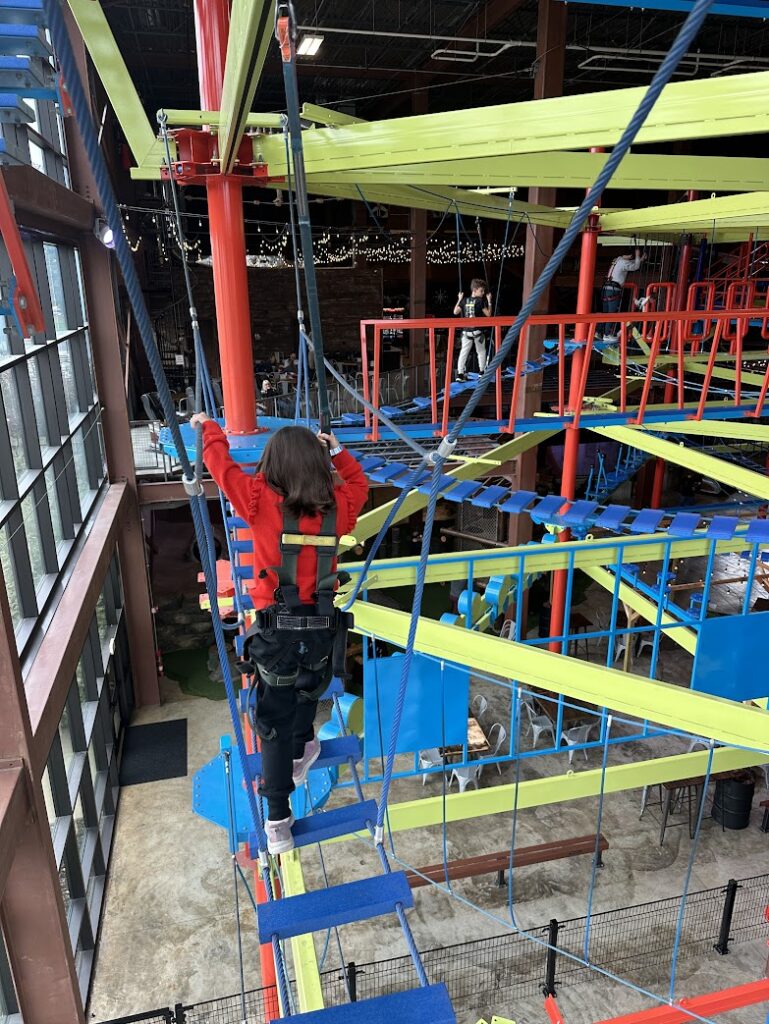 My daughter doing the ropes course at Fritz's Adventure 