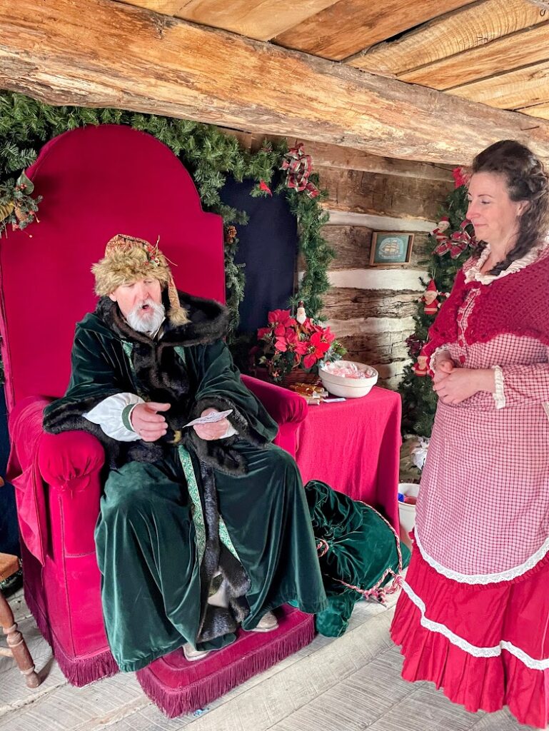 An old time Santa and Ms. Claus at Shoal Creek Living History Museum in Kansas City 